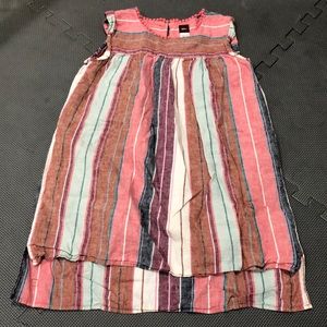 Sleeveless Linen Striped Tunic Dress